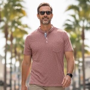 Faherty Brand Mens XXL Vineyard Heathered Red Short Sleeve Polo MKC0012-VNR